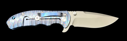 Kizer Cutlery Ki401C2 V3 Flipper 3.58" S35VN Black Blade, Rainbow Milled Titanium Handles, Frame Lock - Ki4401C2