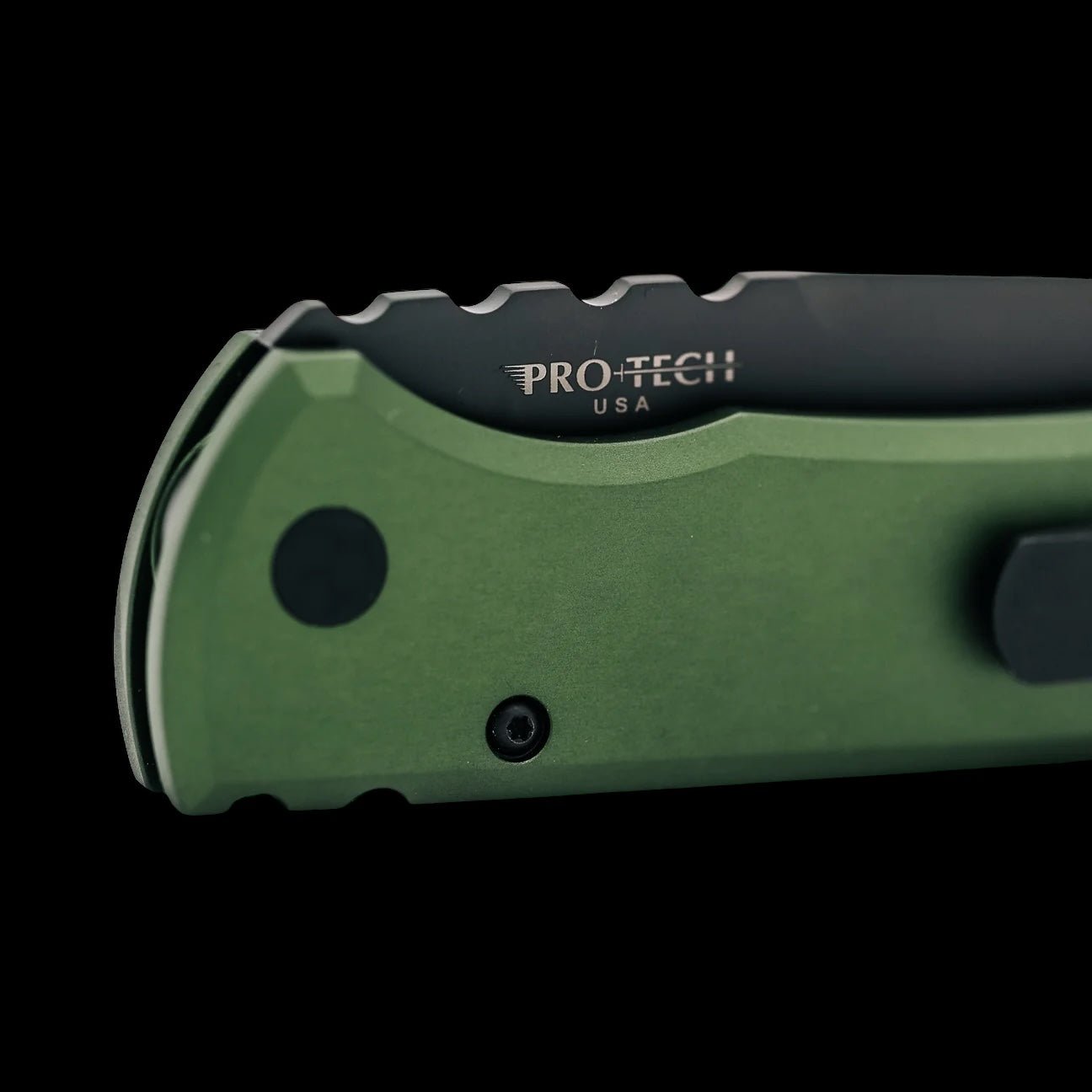 Chaves Knives Pro-Tech Redencion 229 -Green Aluminum Handles and Black DLC Tanto Blade