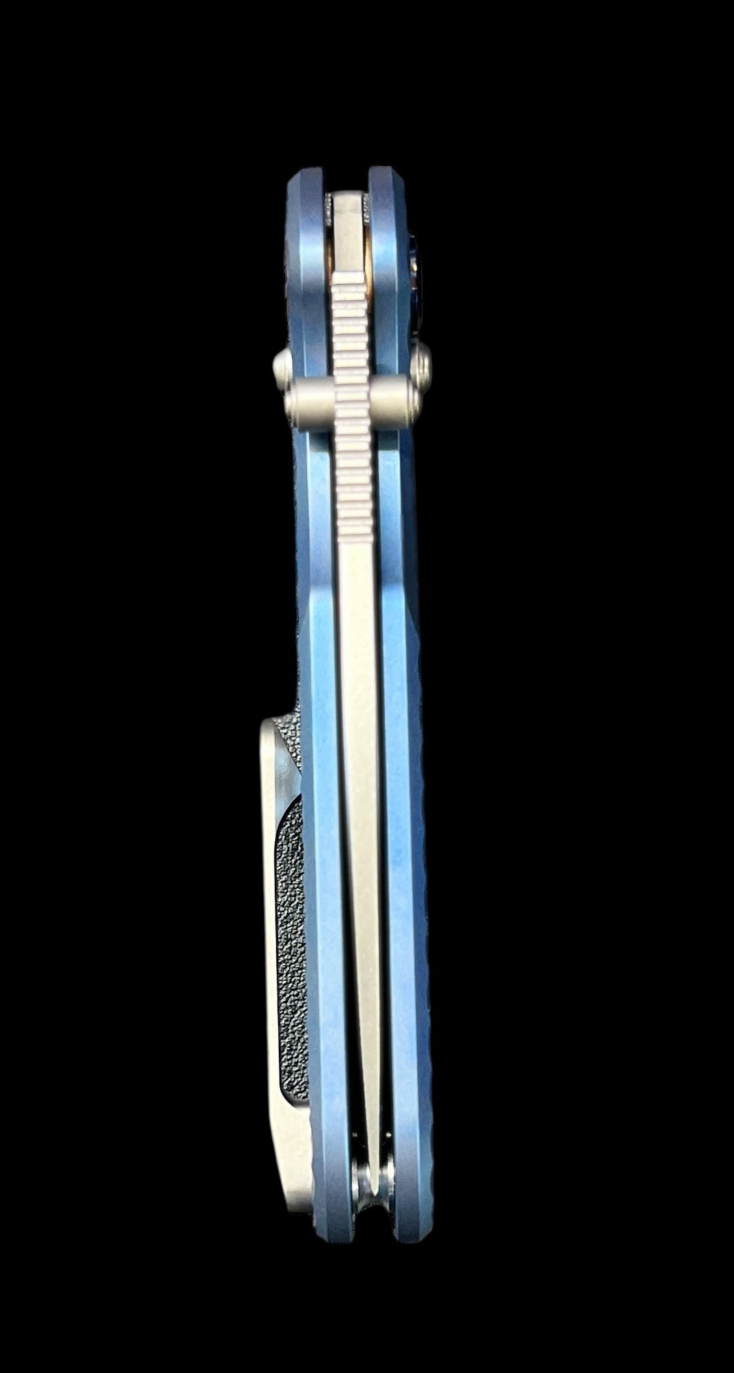 Geo knife Ethereal Cutter Axis lock Folding Knife Blue 6AL4V Titanium Handle 3.0" Stonewash Bohler M390 Blade GEO2402A