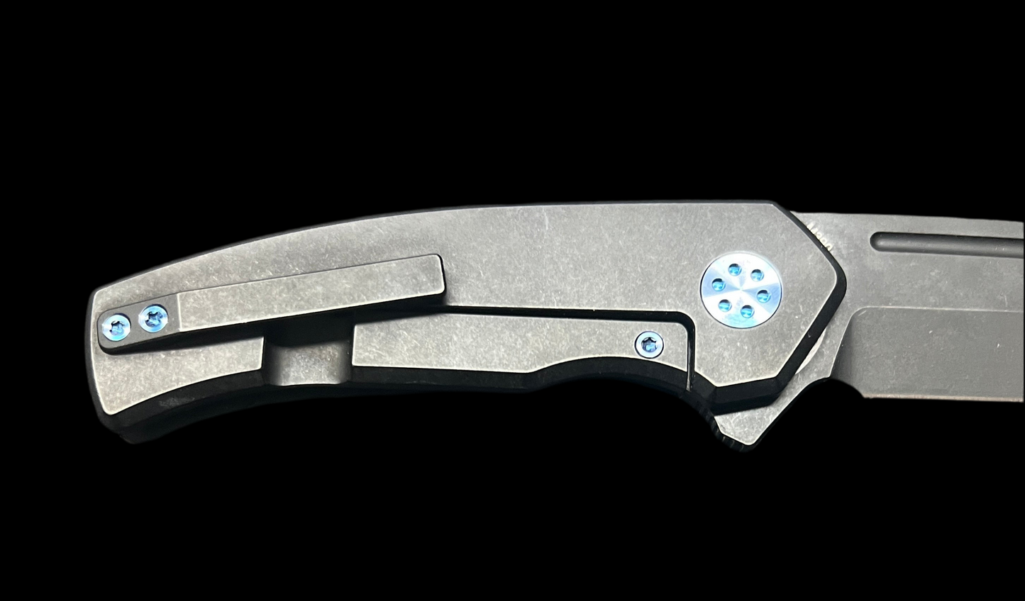 BEANS BLADES Mini Warrior M390 Black PVD Tanto Blade with Carbon Fiber Twill Handle (BBBWFCARBONTWILL)