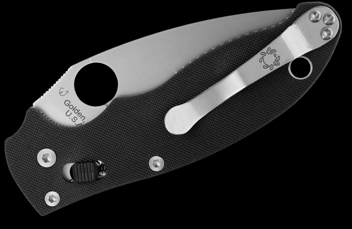 Spyderco Manix 2 Folding Knife 3.375" MagnaMax Satin Plain Blade, Black G10 Handles, Ball Bearing Lock - C101GP2
