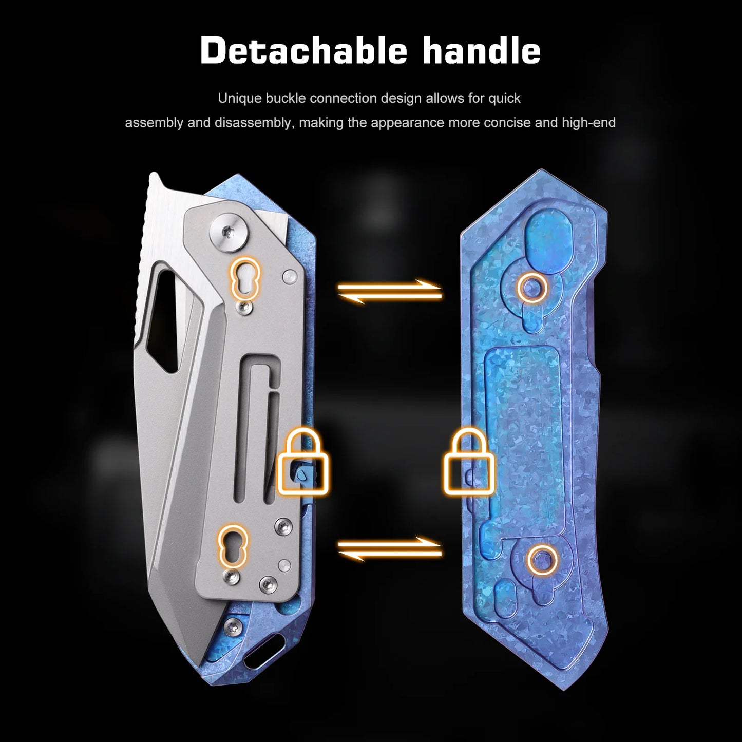 REMETTE RT-Woodpecker Liner Lock Knife Crystal Blue Titanium (3" Pearlescent) RTWP-IB