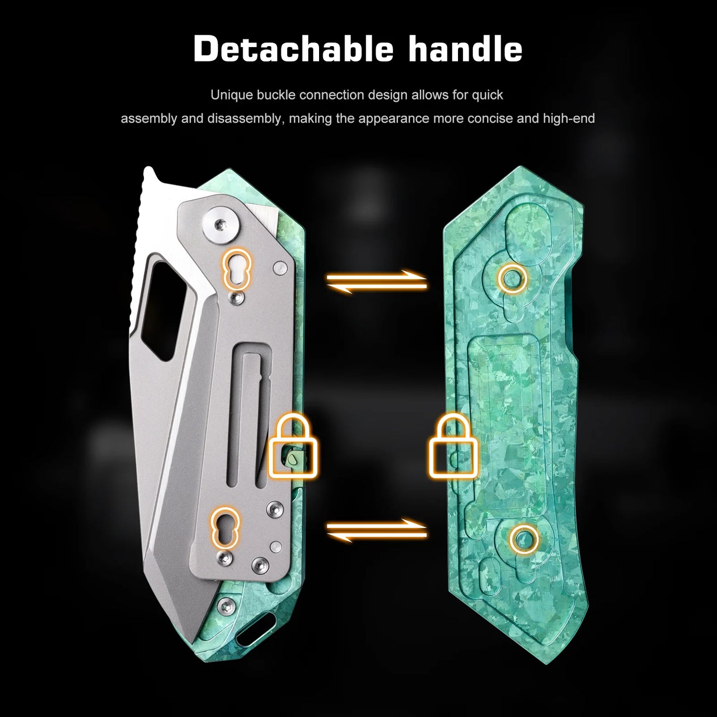 REMETTE RT-Woodpecker Liner Lock Knife Crystal Green Titanium (3" Pearlescent)