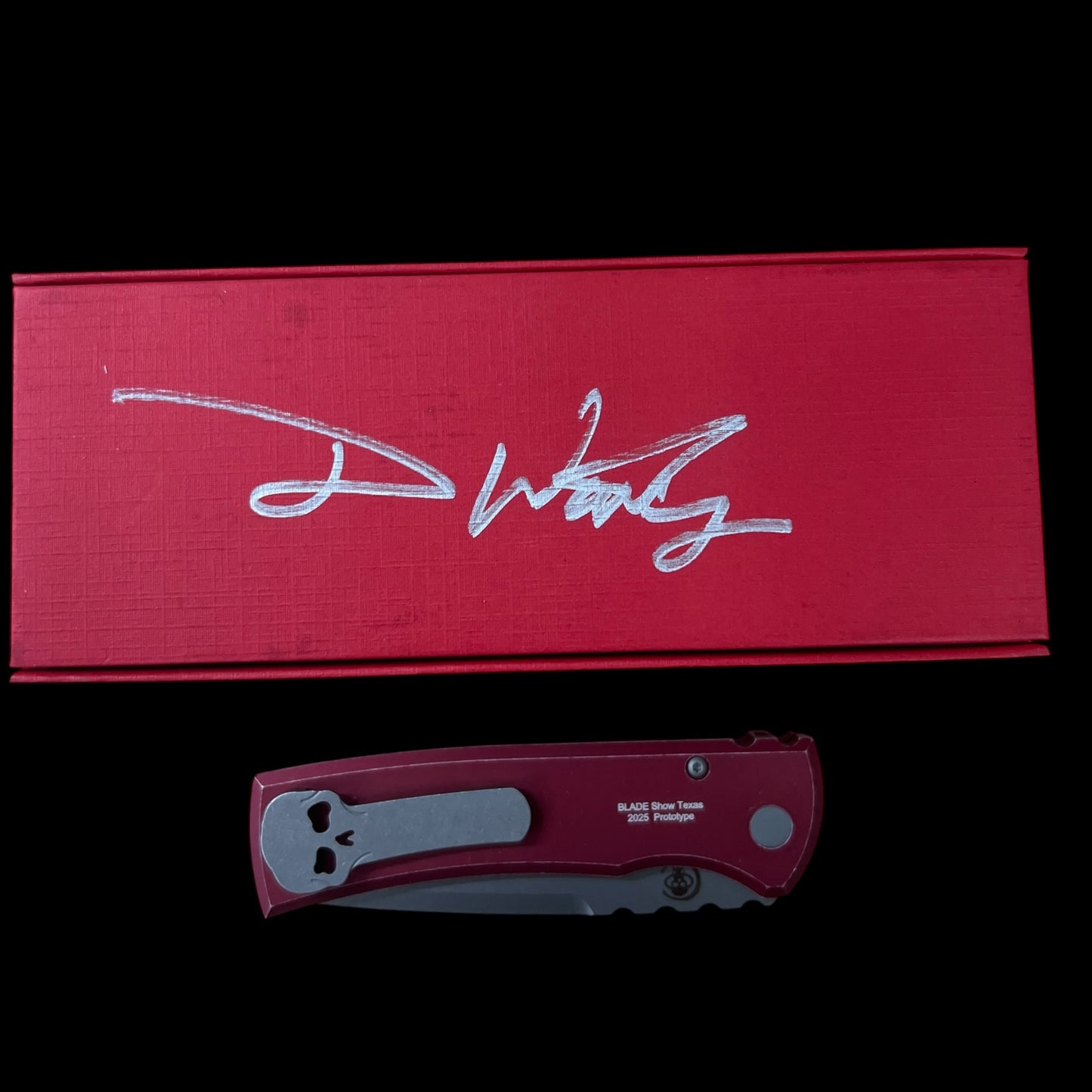 Chaves Knives Pro-Tech Redencion 229 -Battle Worn Red Aluminum Handles and Stonewashed Tanto Blade - Prototype