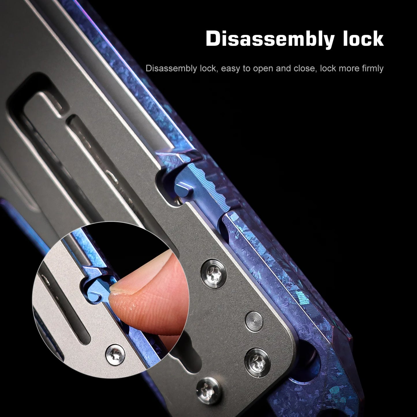 REMETTE RT-Woodpecker Liner Lock Knife Crystal Blue Titanium (3" Pearlescent) RTWP-IB