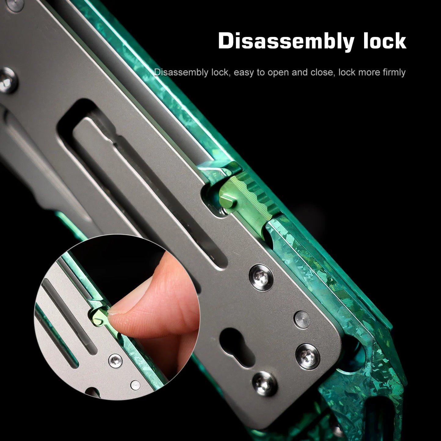 REMETTE RT-Woodpecker Liner Lock Knife Crystal Green Titanium (3" Pearlescent)