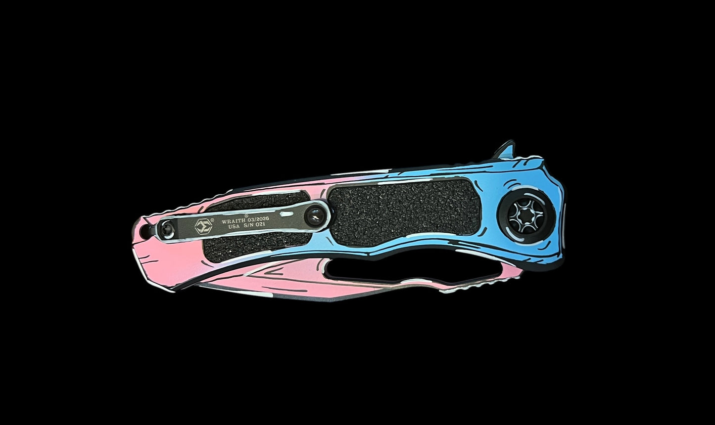 Heretic Knives Wraith V4 S/E Manual Knife Cel Shade Cotton Candy (3.6" CC) S/N 021