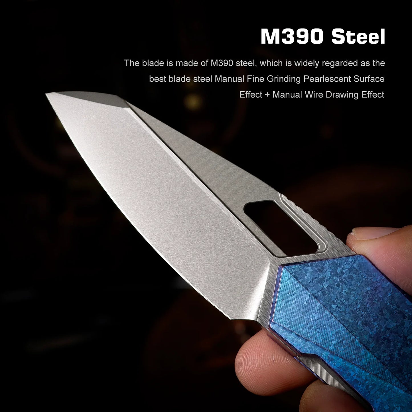 REMETTE RT-Woodpecker Liner Lock Knife Crystal Blue Titanium (3" Pearlescent) RTWP-IB