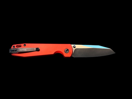 DEFCON TIER 1 TD014RD 7.25" Button Lock Red Aluminum Knife