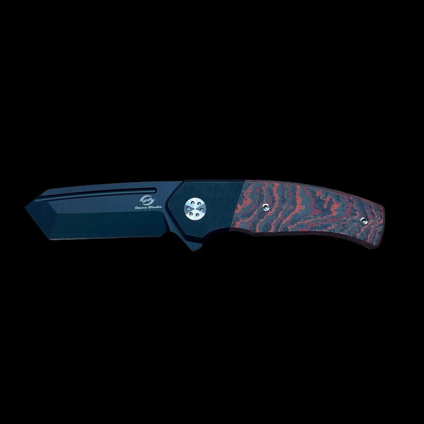 BEANS BLADES Mini Warrior M390 Black PVD Tanto Blade with RK08D Mars Handle (BBBWFCARBONMARS)