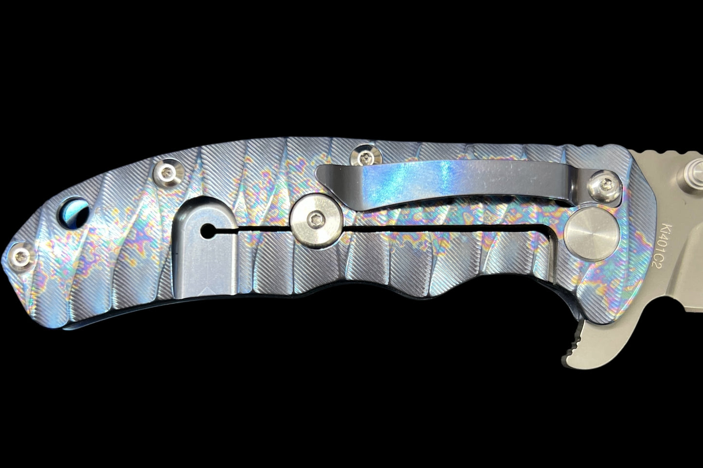 Kizer Cutlery Ki401C2 V3 Flipper 3.58" S35VN Black Blade, Rainbow Milled Titanium Handles, Frame Lock - Ki4401C2