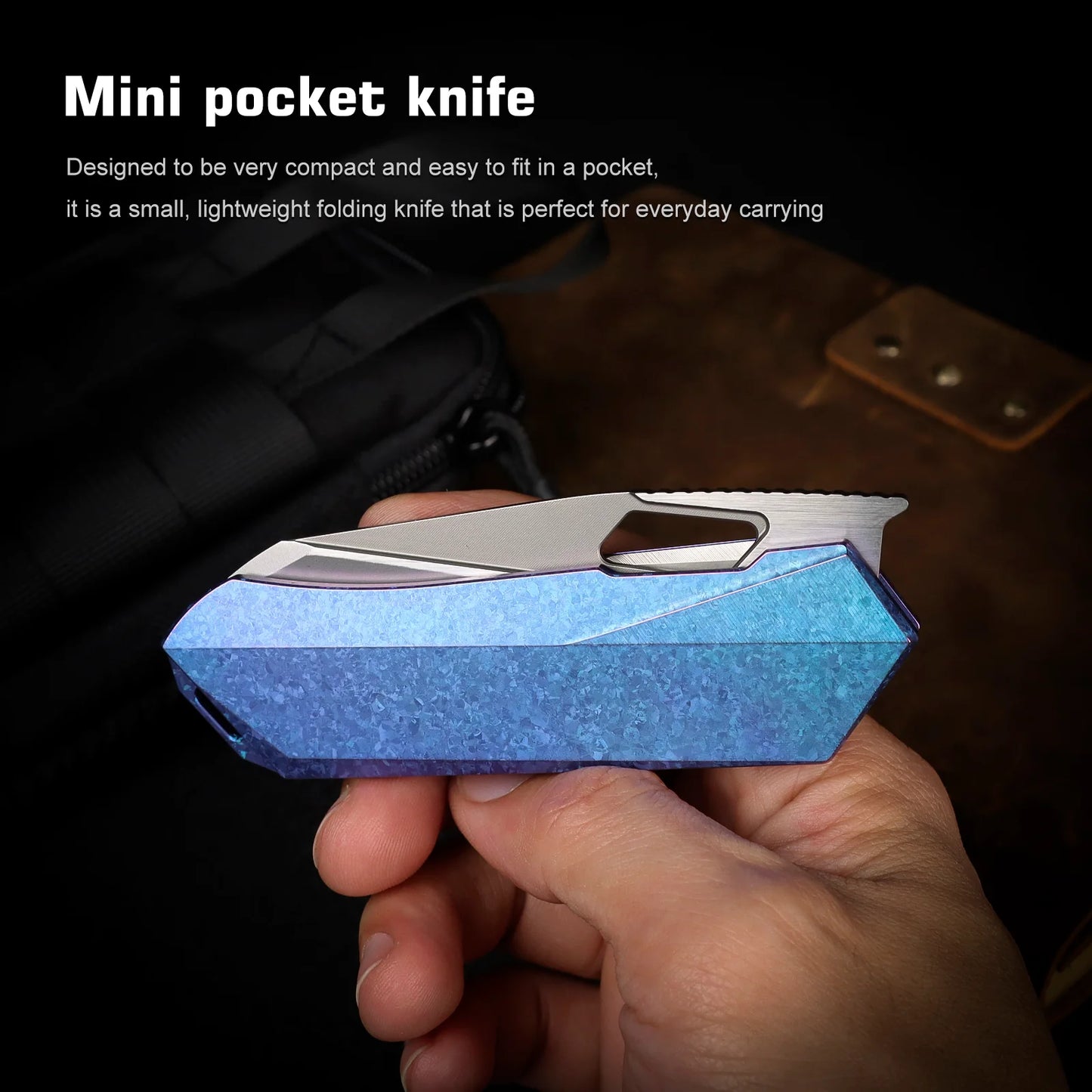 REMETTE RT-Woodpecker Liner Lock Knife Crystal Blue Titanium (3" Pearlescent) RTWP-IB