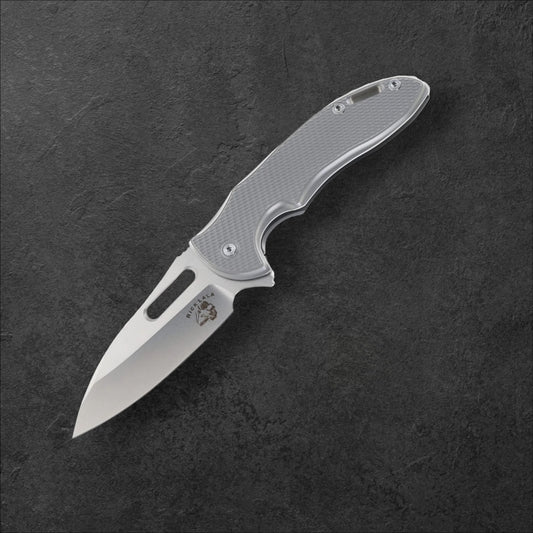 MECHFORCE RICK LALA COLLAB SENTRY FOLDING KNIFE DIAMOND PLATE TITANIUM HANDLE M390