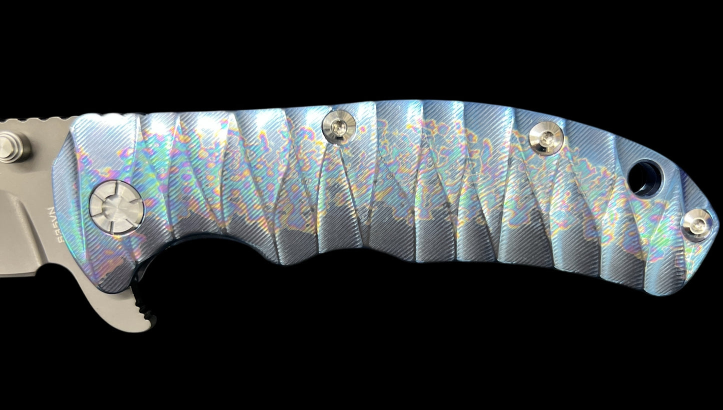 Kizer Cutlery Ki401C2 V3 Flipper 3.58" S35VN Black Blade, Rainbow Milled Titanium Handles, Frame Lock - Ki4401C2