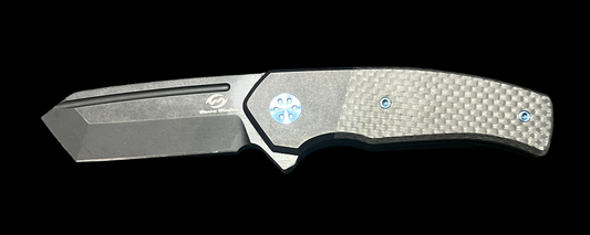 BEANS BLADES Mini Warrior M390 Black PVD Tanto Blade with Carbon Fiber Twill Handle (BBBWFCARBONTWILL)