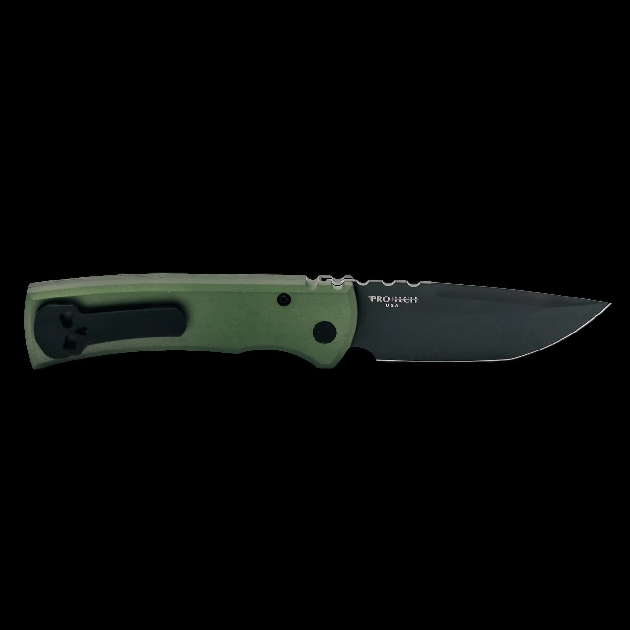 Chaves Knives Pro-Tech Redencion 229 -Green Aluminum Handles and Black DLC Tanto Blade