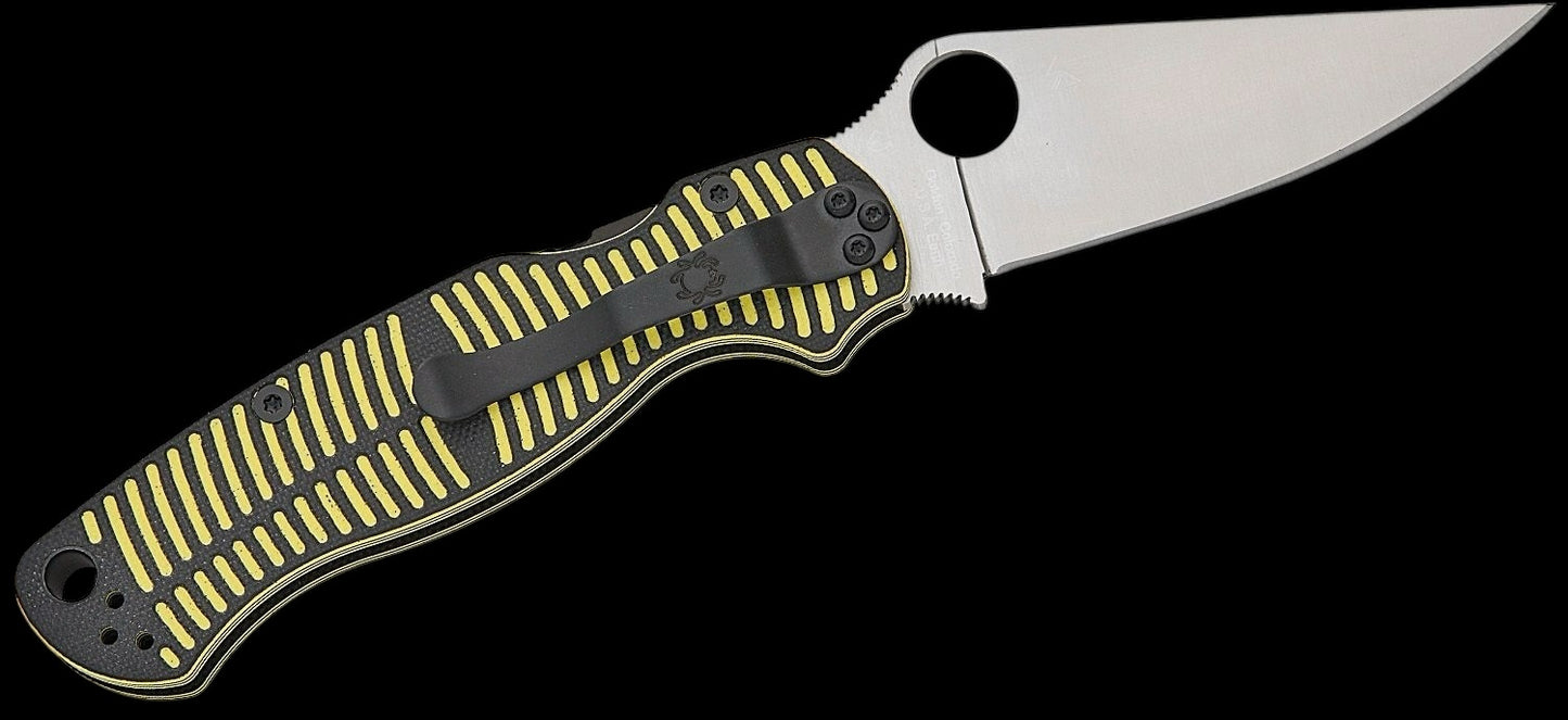 Spyderco Paramilitary 2 Salt Compression Lock Folding Knife 3.45" CPM-MagnaCut Satin Blade, Yellow/Black G10 Handles - C81GBKYLMCP2