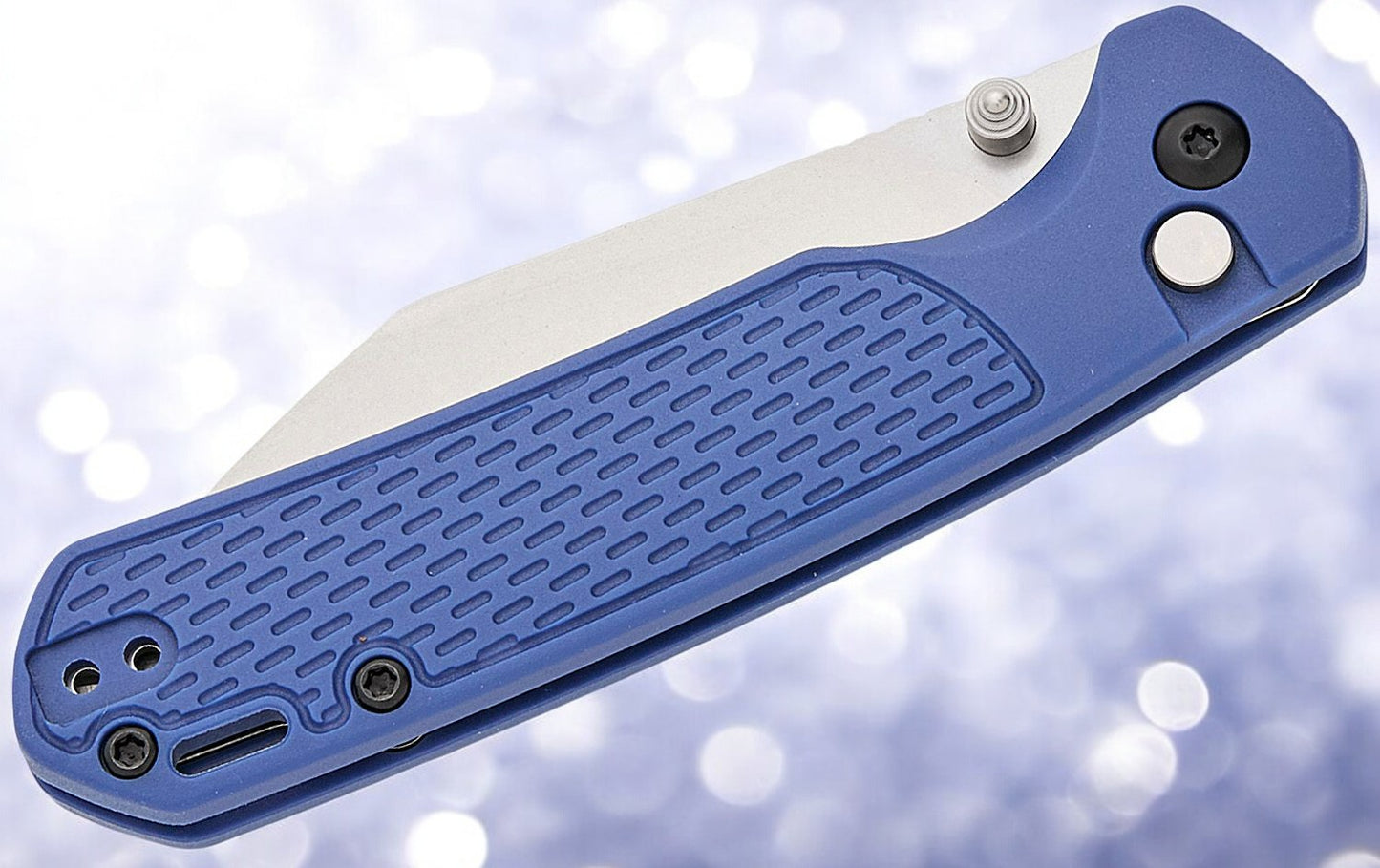 CJRB Cutlery Pyrite-Light Button Lock Folding Knife 3.34" AR-RPM9 Stonewashed Wharncliffe Blade, Blue FRN Handles - J1945-BU