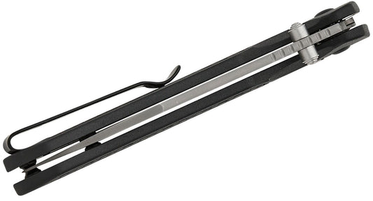 CJRB Cutlery Pyrite-Light Button Lock Folding Knife 3.34" "Rose" Damascus Wharncliffe Blade, Black FRN Handles - J1945D-BK