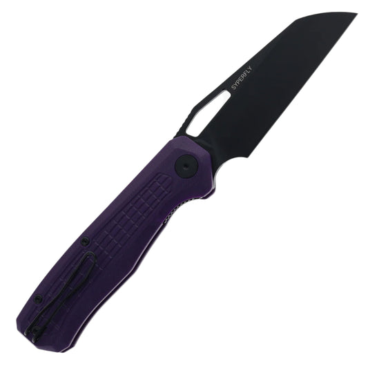 IronFly Syperfly Folding Knife Purple G10 Handle Black 14c28n Blade VF03-PL