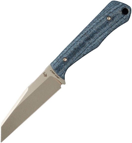 Jack Wolf Knives Collusion Fixed Blade Knife Blue Linen Micarta (3.13" Stonewashed)