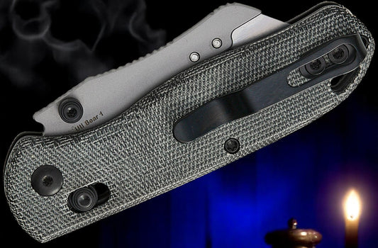 Kizer Cutlery Vanguard Azo Uti Bear 1 Clutch Lock Folding Knife 2.74" Replaceable Razor Blade, Black Micarta Handles with Toothpick and Tweezers, Reversible Clip, AXIS/Crossbar Lock - V3619JA3