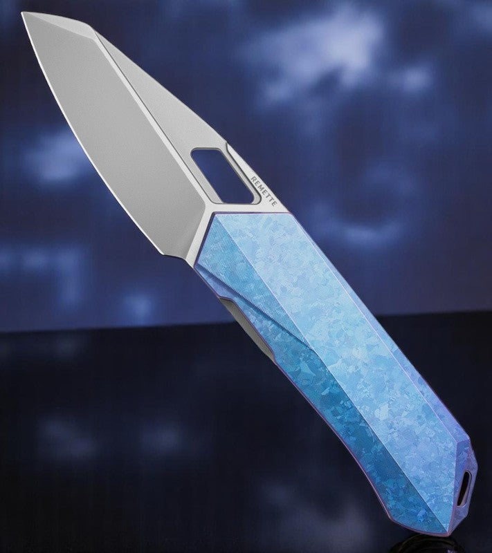 REMETTE RT-Woodpecker Liner Lock Knife Crystal Blue Titanium (3" Pearlescent) RTWP-IB