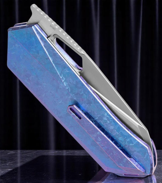 REMETTE RT-Woodpecker Liner Lock Knife Crystal Blue Titanium (3" Pearlescent) RTWP-IB