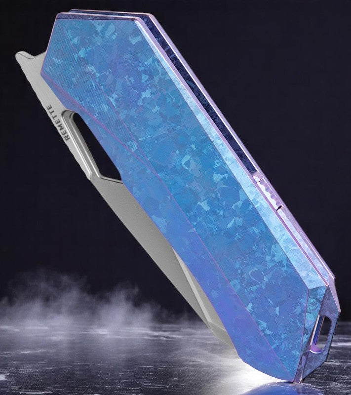 REMETTE RT-Woodpecker Liner Lock Knife Crystal Blue Titanium (3" Pearlescent) RTWP-IB
