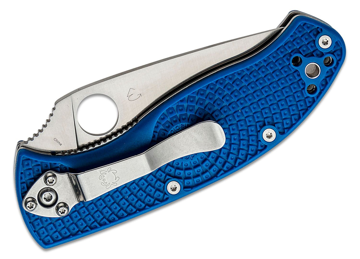 Spyderco Tenacious Lightweight Folding Knife 3.39" S35VN Satin Plain Blade, Blue FRN Handles - C122PBL