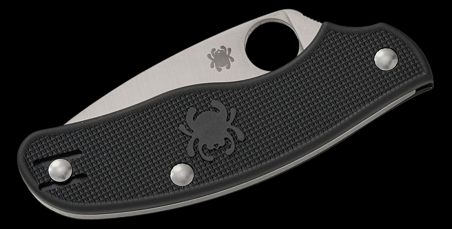 Spyderco Metropolitan Lightweight Slipjoint Folding Knife 2.68" M398 Satin Leaf Shaped Blade, Black FRN Handles, Reversible Wire Clip - C213PBK