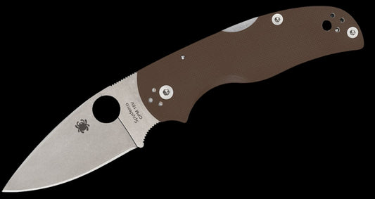 Spyderco Native 5 Sprint Run Folding Knife 2.95" CPM-15V Stonewashed Plain Blade, Brown G10 Handles, Lockback - C41GPBN15V5