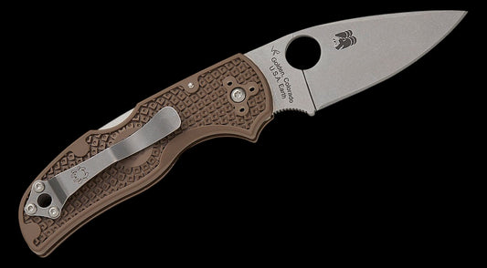 Spyderco Native 5 Lightweight Sprint Run Folding Knife 2.95 CPM-15V Stonewashed Plain Blade, Brown FRN Handles, Lockback - C41PBN15V5