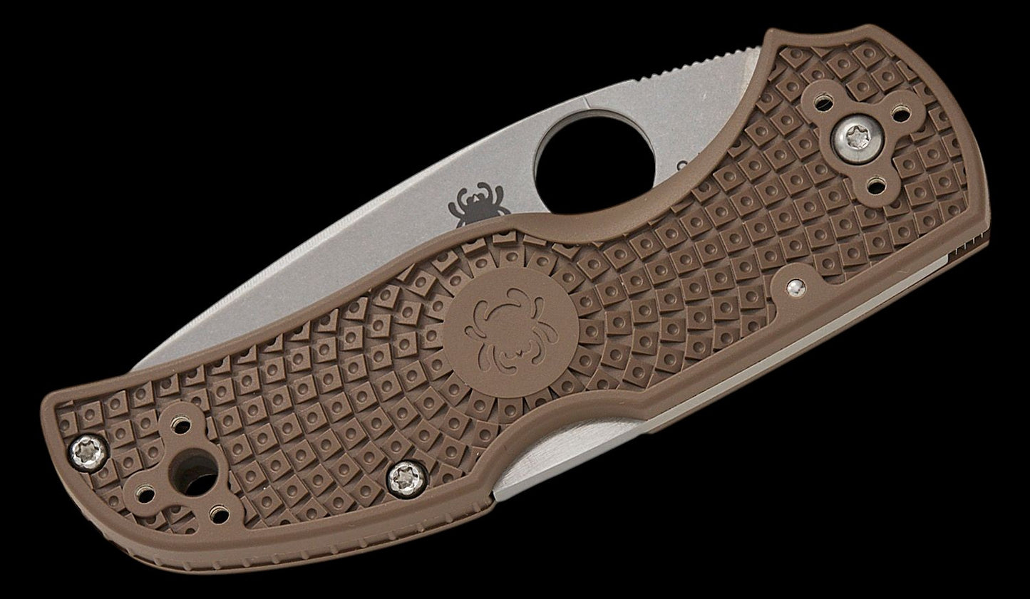 Spyderco Native 5 Lightweight Sprint Run Folding Knife 2.95 CPM-15V Stonewashed Plain Blade, Brown FRN Handles, Lockback - C41PBN15V5