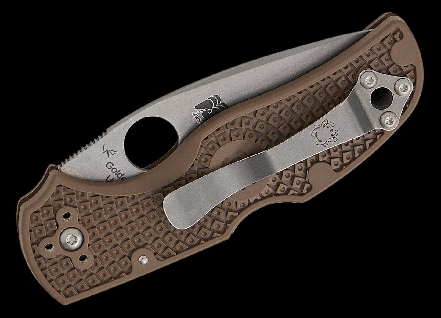 Spyderco Native 5 Lightweight Sprint Run Folding Knife 2.95 CPM-15V Stonewashed Plain Blade, Brown FRN Handles, Lockback - C41PBN15V5