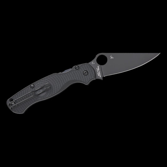 Spyderco Paramilitary 2 Lightweight Compression Lock Folding Knife 3.47" CTS-BD1N Black DLC Plain Blade, Black FRN Handles, Reversible Wire Clip - C81PBBK2