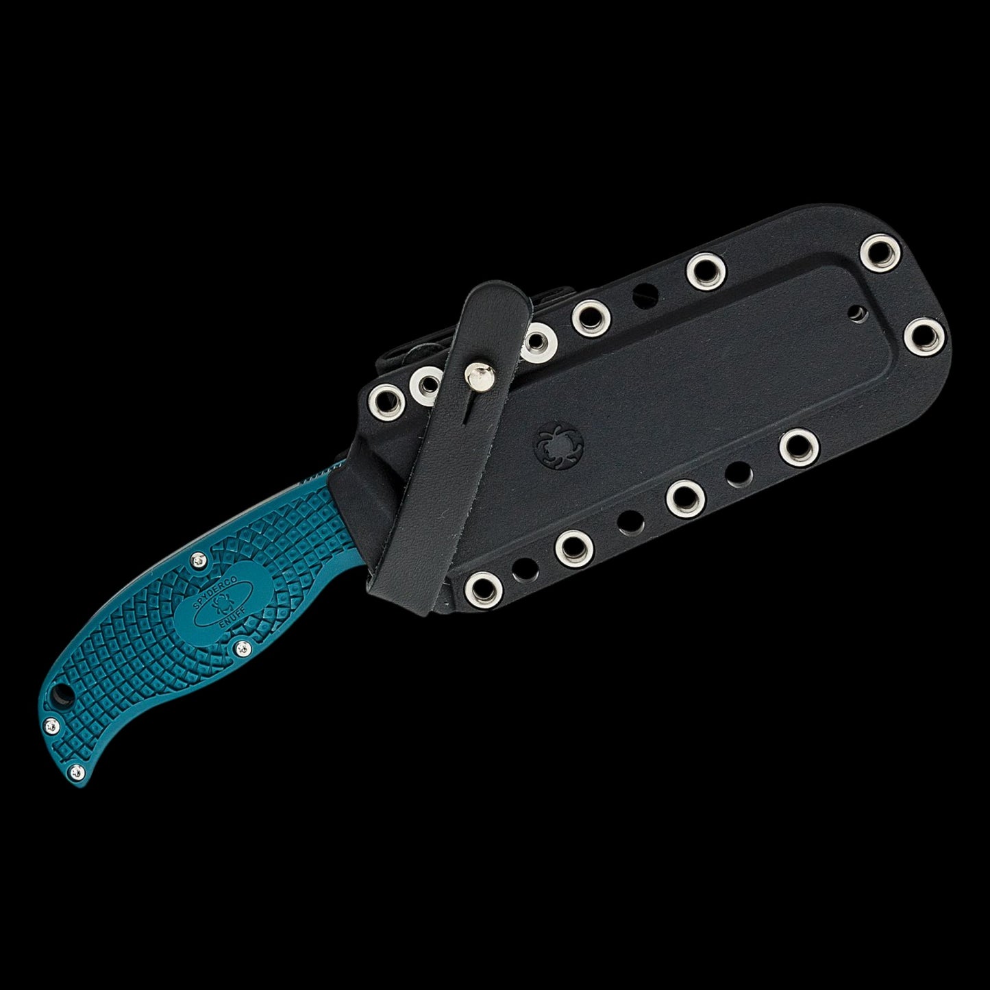 Spyderco Enuff 2 Fixed Blade Knife 3.93" K390 Leaf Shaped Plain Blade, Blue FRN Handles, Polymer Sheath - FB31PBL2K390