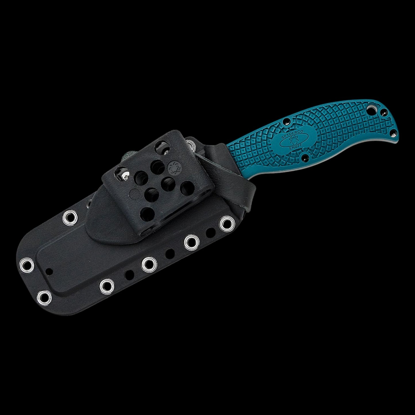 Spyderco Enuff 2 Fixed Blade Knife 3.93" K390 Leaf Shaped Plain Blade, Blue FRN Handles, Polymer Sheath - FB31PBL2K390