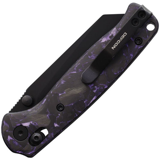 DEFCON TD024- ARTIFACT- Purple / Black Carbon Fiber Handle Axis Lock Folder