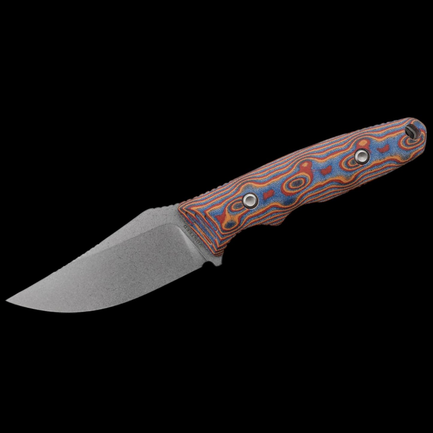 Vosteed Knives H-Back Fixed Blade Knife 2.92" Nitro-V Stonewashed Clip Point Blade, Copper Raindrop Micarta Handles, Kydex Sheath with S.O.A.R. Clip - D0406