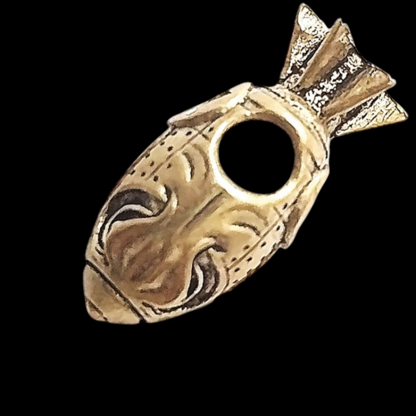 Shark Bomb Bead Brass