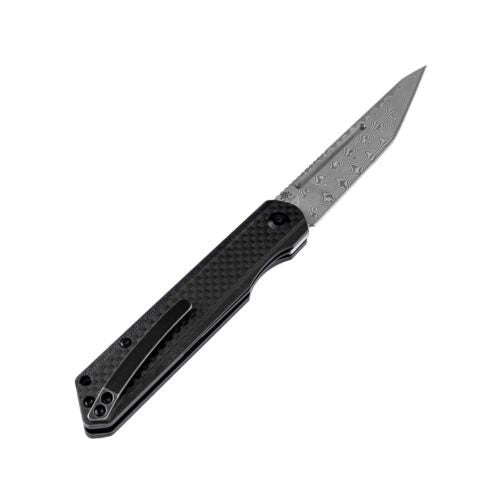 Kansept Knives Prickle Tanto Liner Lock Knife Carbon Fiber 3.5" Damascus