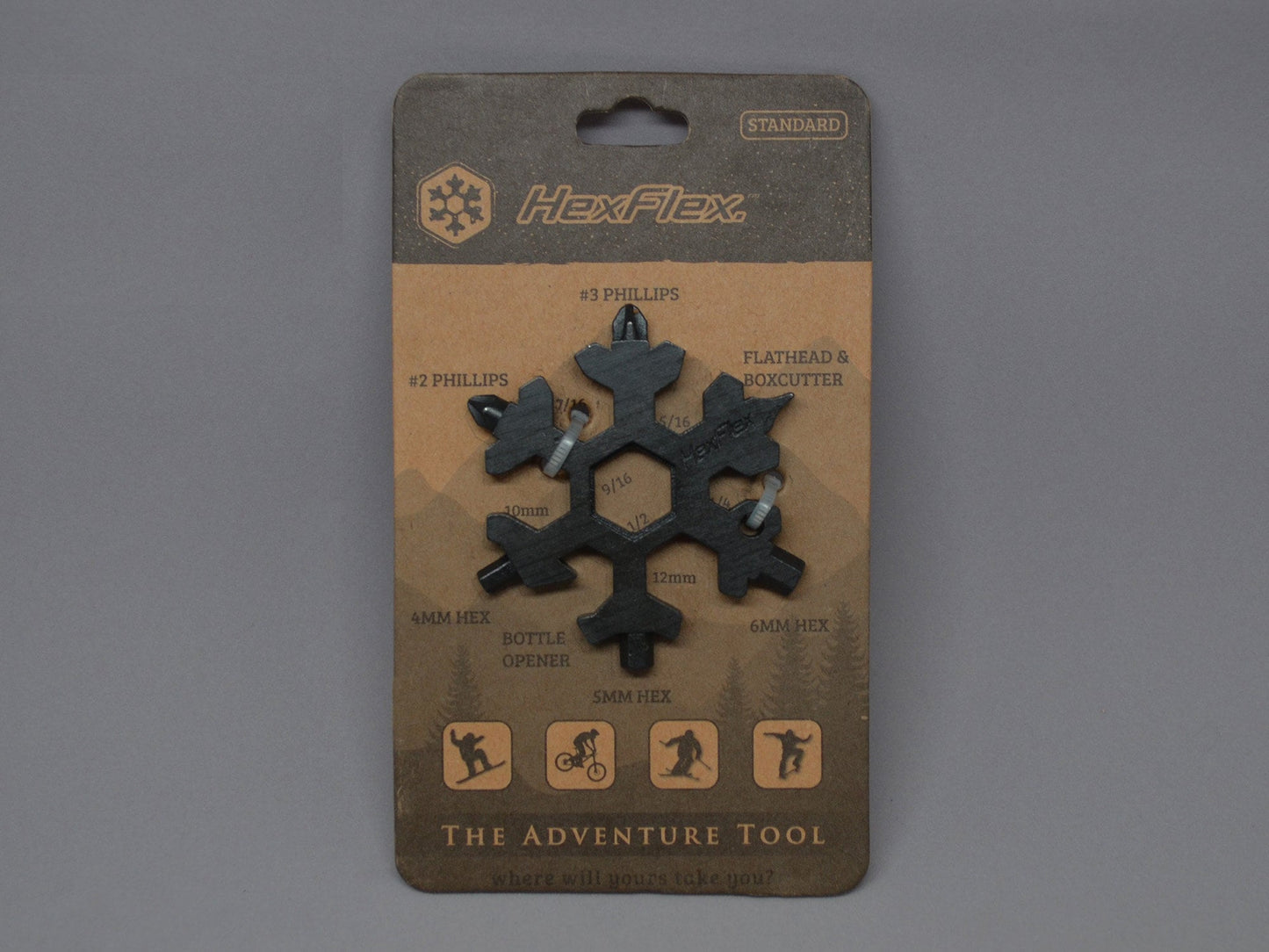HexFlex Black Standard Adventure Tool 2.5" Overall, Black Oxide Stainless Steel