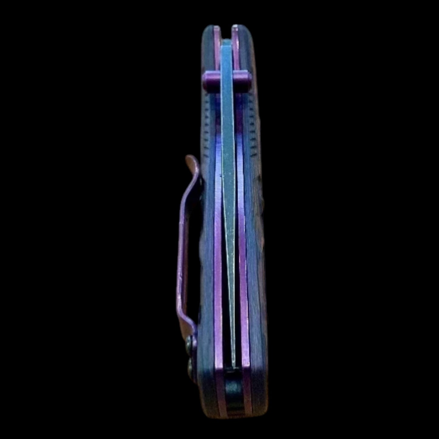 Benchmade 585BK-251 Gold Class Mini Barrage AXIS-Assisted Folding Knife 2.91" S90V Black DLC Battlewash Drop Point Plain Blade, Purple Haze FatCarbon Handles