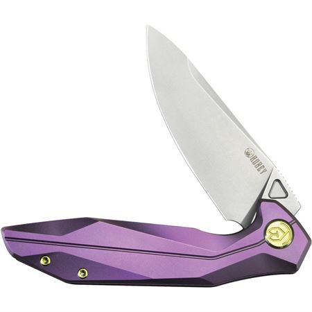 Kubey Nova Frame Lock Flipper Folding Knife Purple 6AL4V Titanium Handle 3.66" Bead Blasted 14C28N KB235D