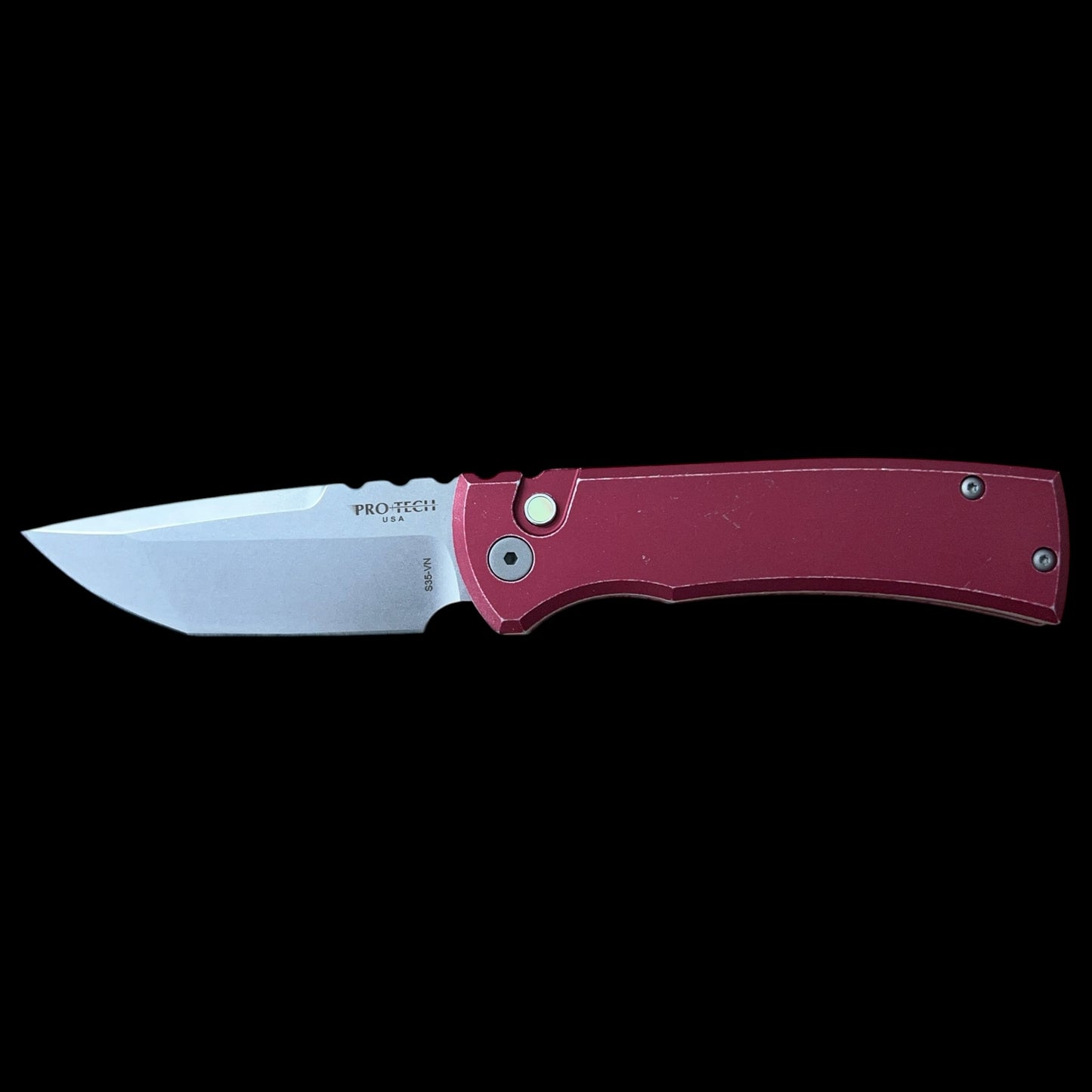 Chaves Knives Pro-Tech Redencion 229 -Battle Worn Red Aluminum Handles and Stonewashed Tanto Blade - Prototype