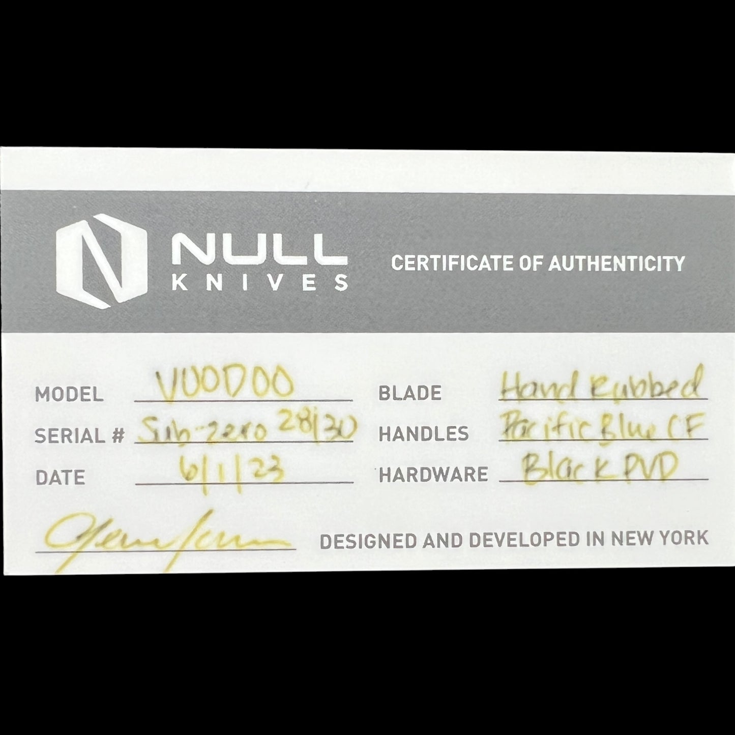 Null Knives Voodoo Sub Zero: Rare Limited Edition #28/30
