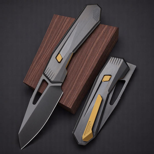 REMETTE RT-Agile Peregrine Falcon Liner Lock Knife Black/Gold Ti (3.2" DLC)