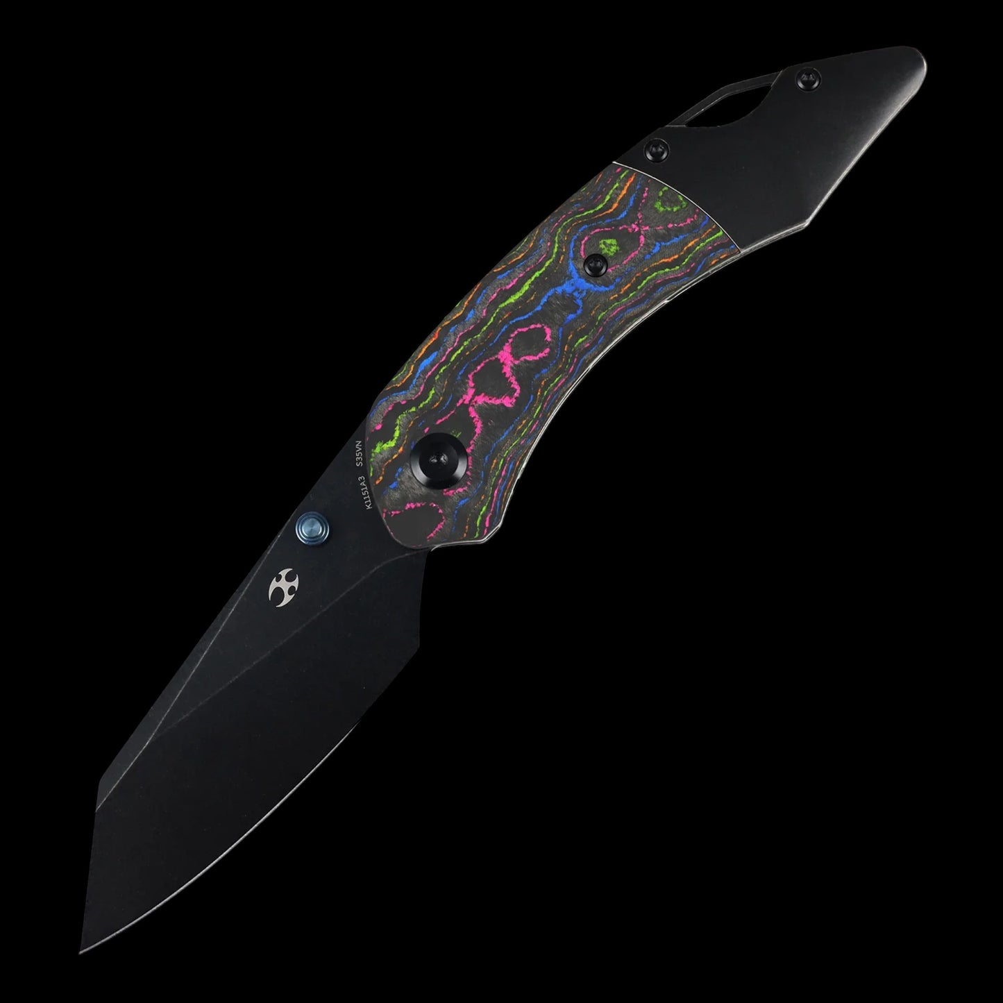 Kansept K9 | Bolster Liner Lock | 80S Camo Carbon & Blackwash Titanium | 3.63" CPM S35VN | Kenison Knives Design | K1151A3