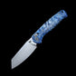 DEFCON TD024- ARTIFACT- Marble Resin Handle Axis Lock Folder Blue White